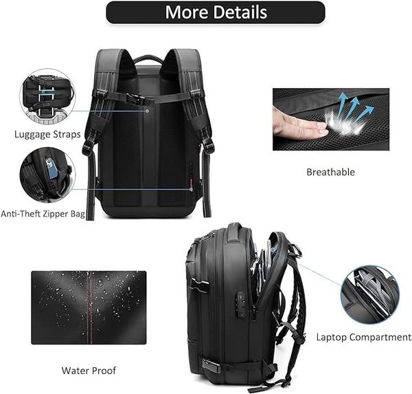 Mochila de viagem expansível AstraVoyage de 60L — compartimento para artigos secos/molhados - Desfino