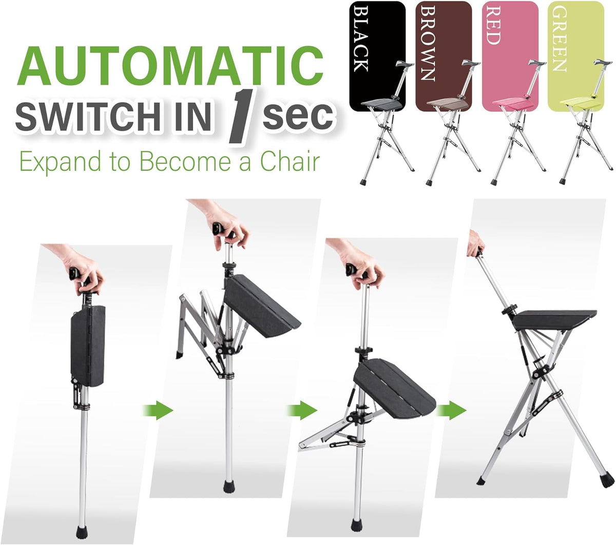 TerraNest Folding Hiking Pole — Built-In Seat, Walking Support - Desfino