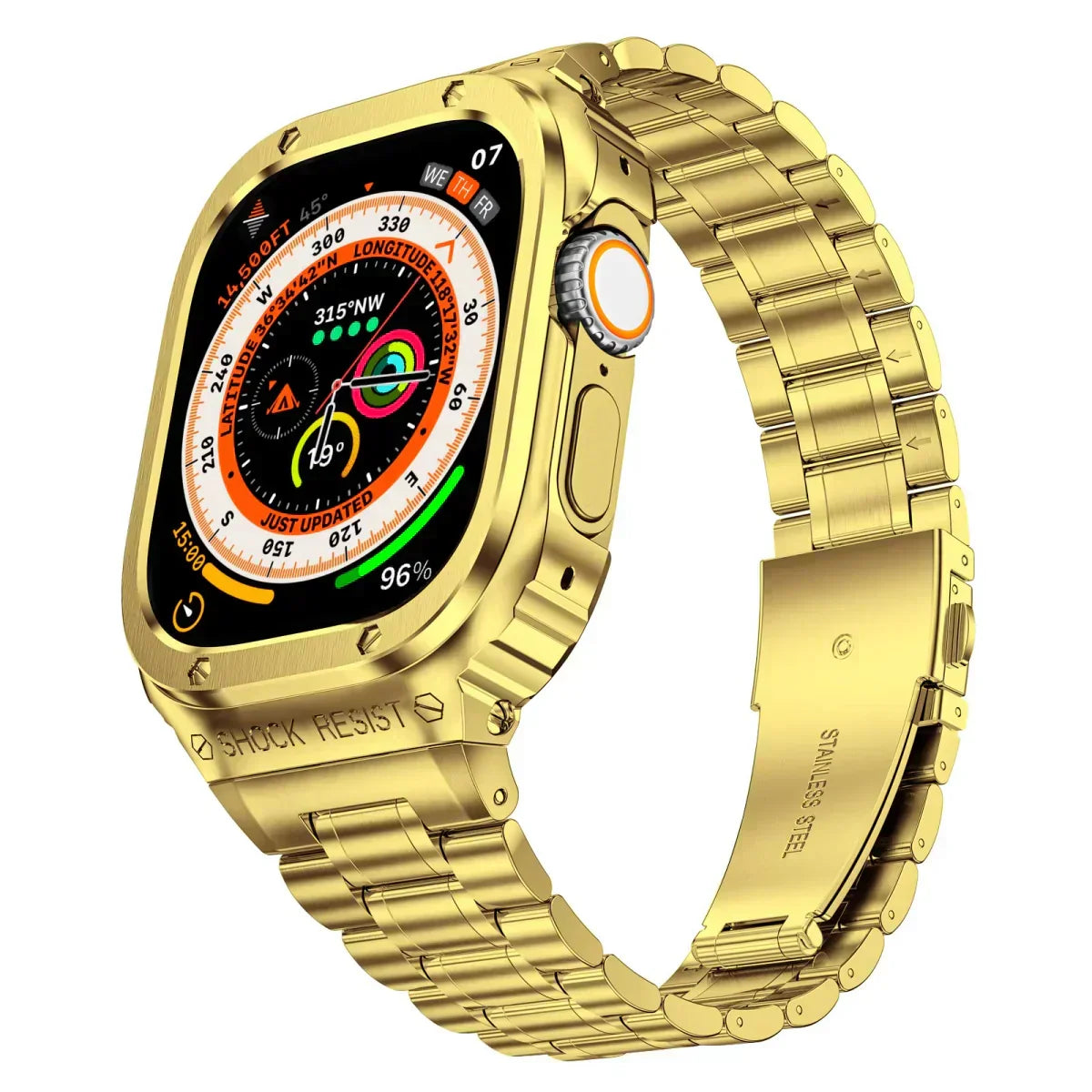 Bracelete Alera em aço inoxidável com caixa protetora para Apple Watch - Desfino