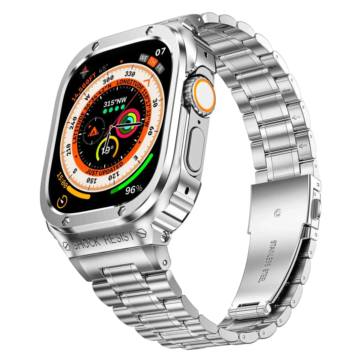 Bracelete Alera em aço inoxidável com caixa protetora para Apple Watch - Desfino