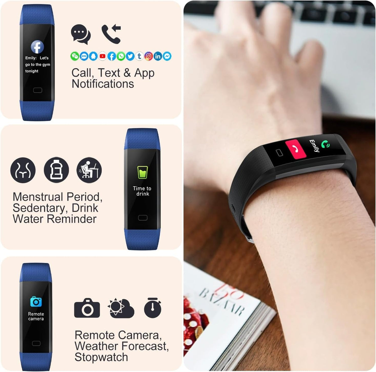Ceas inteligent impermeabil Luma — Tensiune arterială, ritm cardiac și somn, Bluetooth 5.0 - Desfino