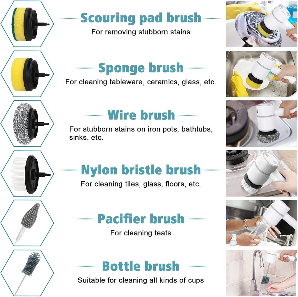 Brosse électrique sans fil - Batterie rechargeable, rotation à 360° - Desfino