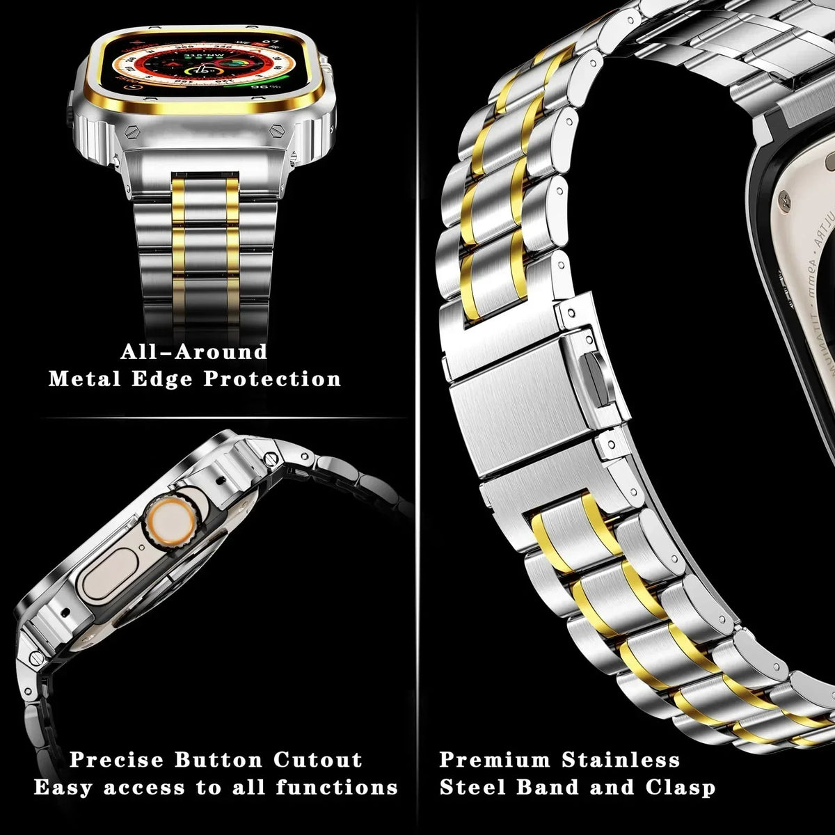 Bracelete Alera em aço inoxidável com caixa protetora para Apple Watch - Desfino