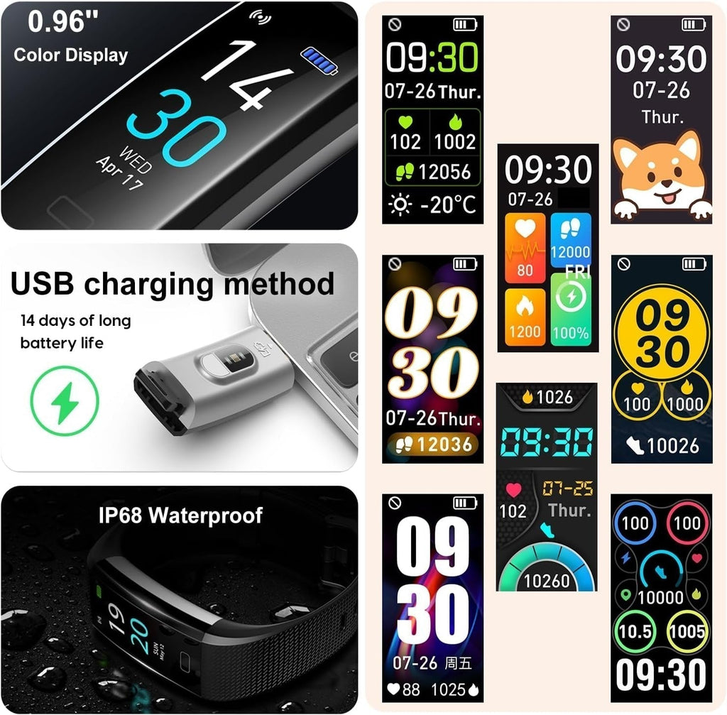 Ceas inteligent impermeabil Luma — Tensiune arterială, ritm cardiac și somn, Bluetooth 5.0 - Desfino