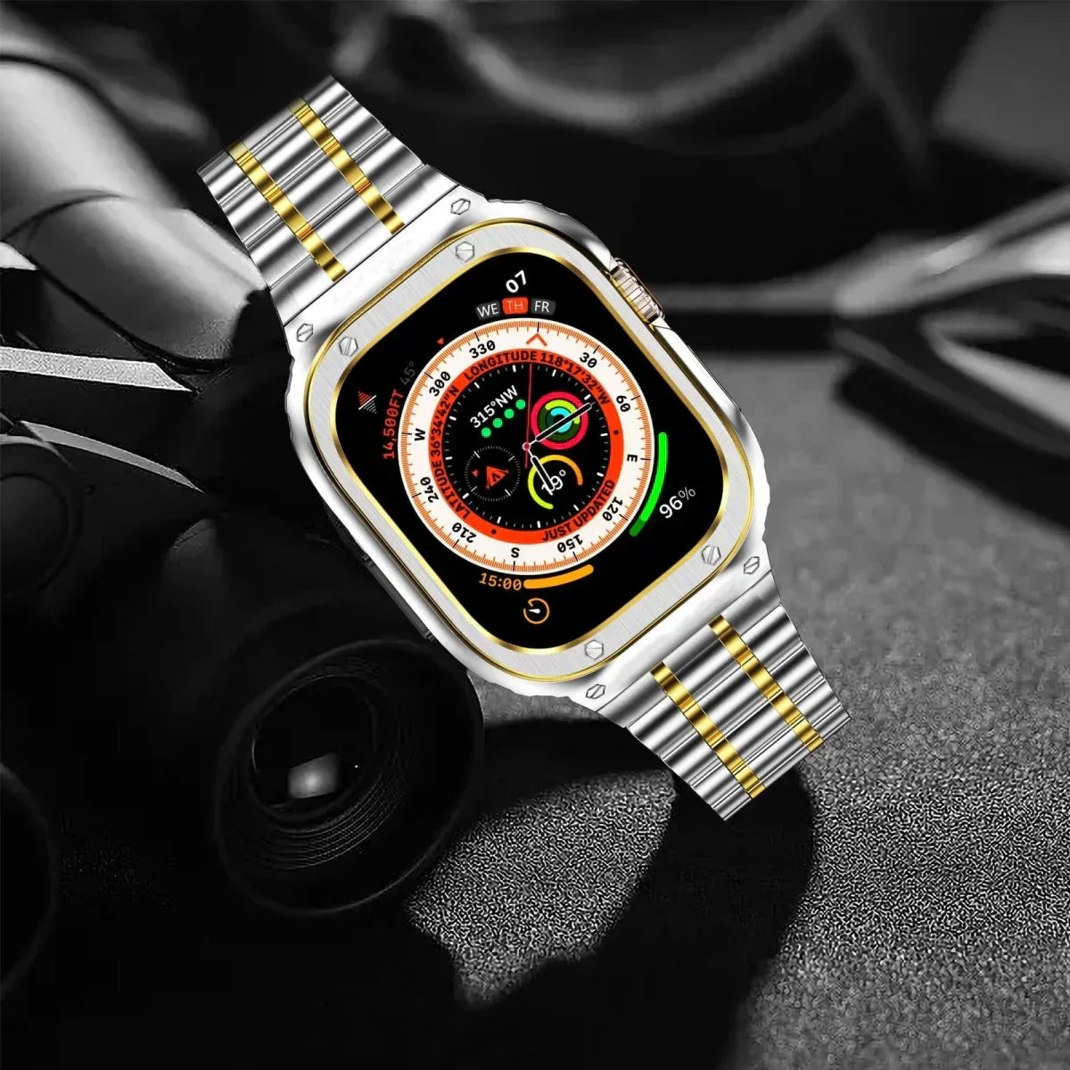 Bracelete Alera em aço inoxidável com caixa protetora para Apple Watch - Desfino