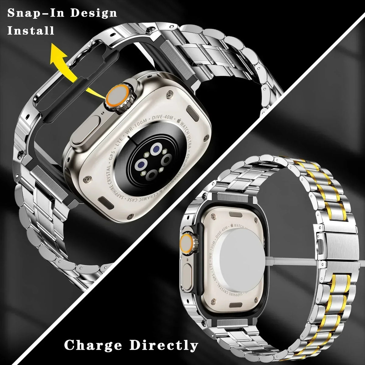 Bracelete Alera em aço inoxidável com caixa protetora para Apple Watch - Desfino