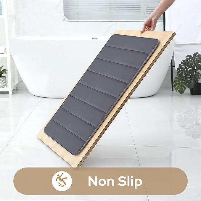حصائر حمام من إسفنج الذاكرة غير القابل للانزلاق من CloudStride، طقم من 3 قطع - Desfino