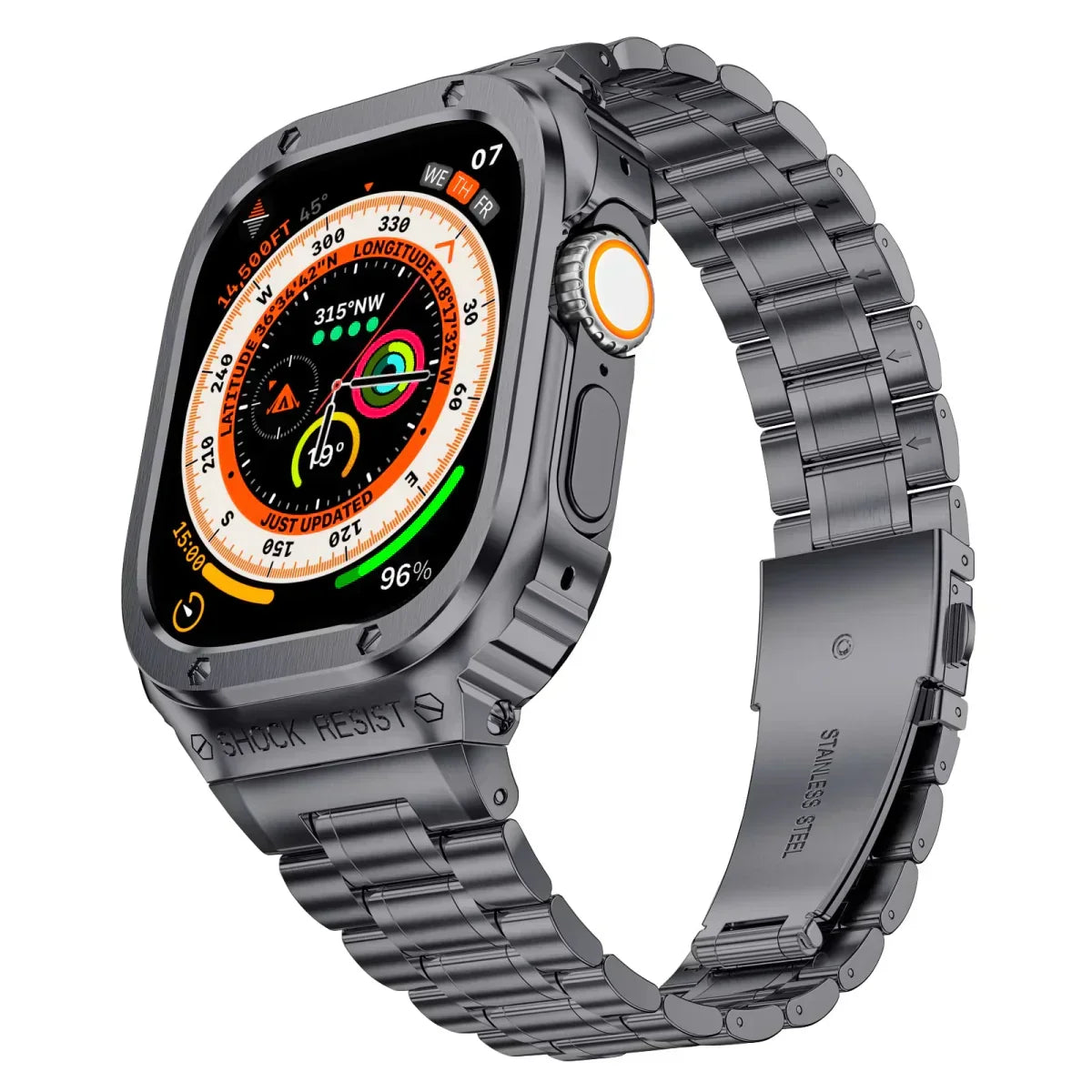 Bracelete Alera em aço inoxidável com caixa protetora para Apple Watch - Desfino