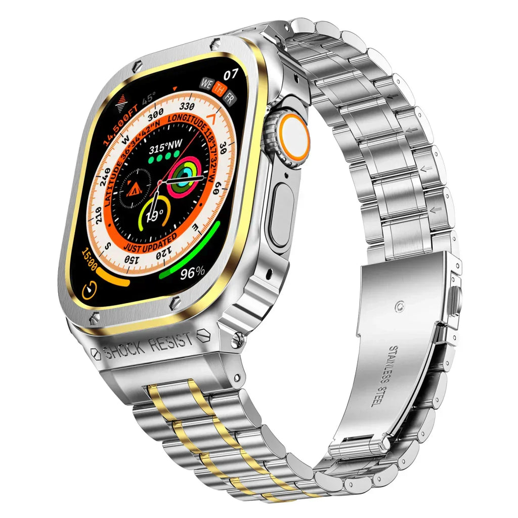 Bracelete Alera em aço inoxidável com caixa protetora para Apple Watch - Desfino