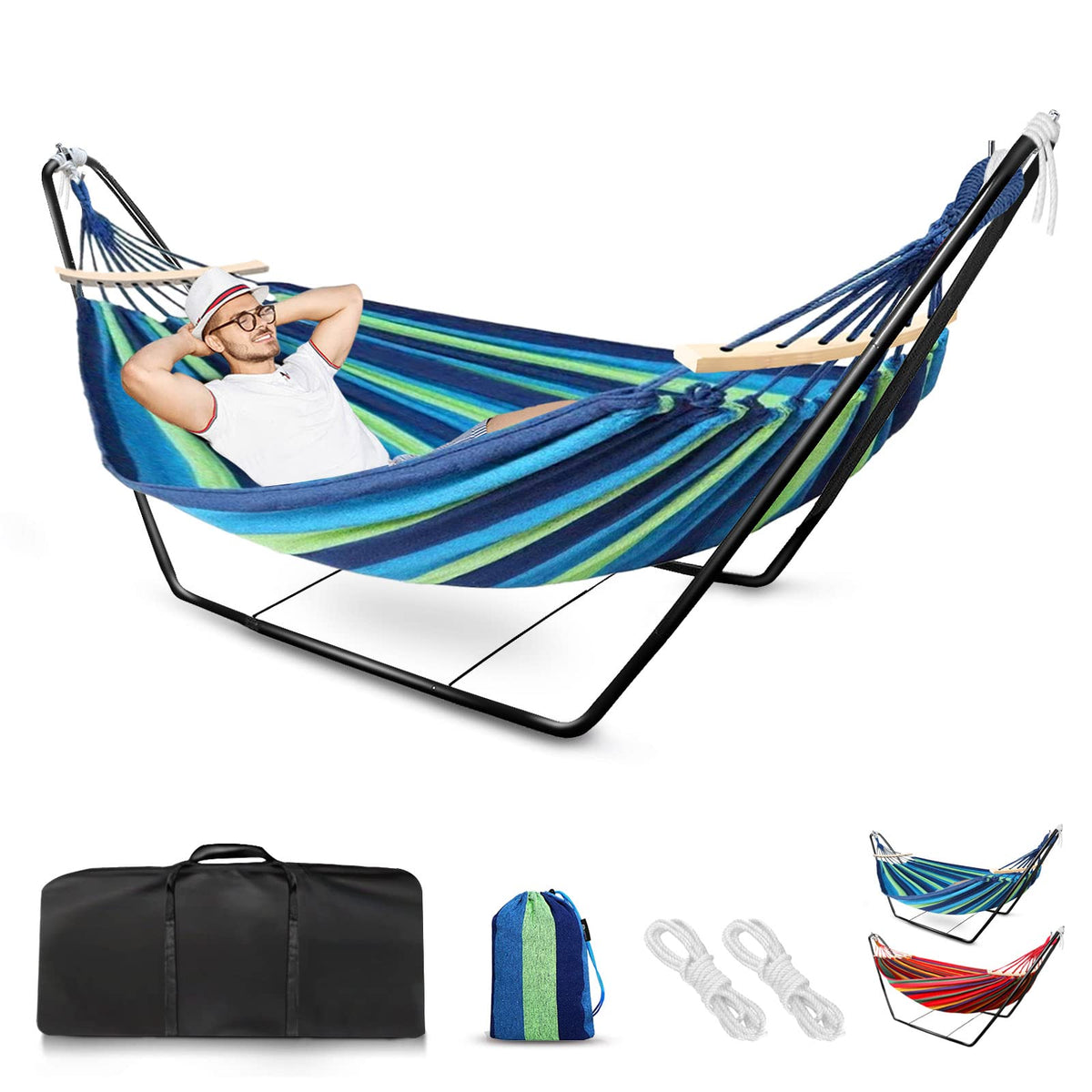 Support pour hamac double ultra-résistant, capacité de 200kg