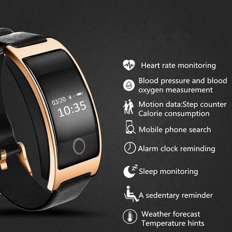 PulseFit Παρακολούθηση δραστηριότητας καρπού — Αρτηριακή πίεση, καρδιακός ρυθμός, OLED 0.96 ιντσών - Desfino