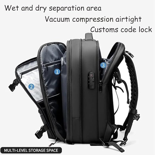 Mochila de viagem expansível AstraVoyage de 60L — compartimento para artigos secos/molhados - Desfino