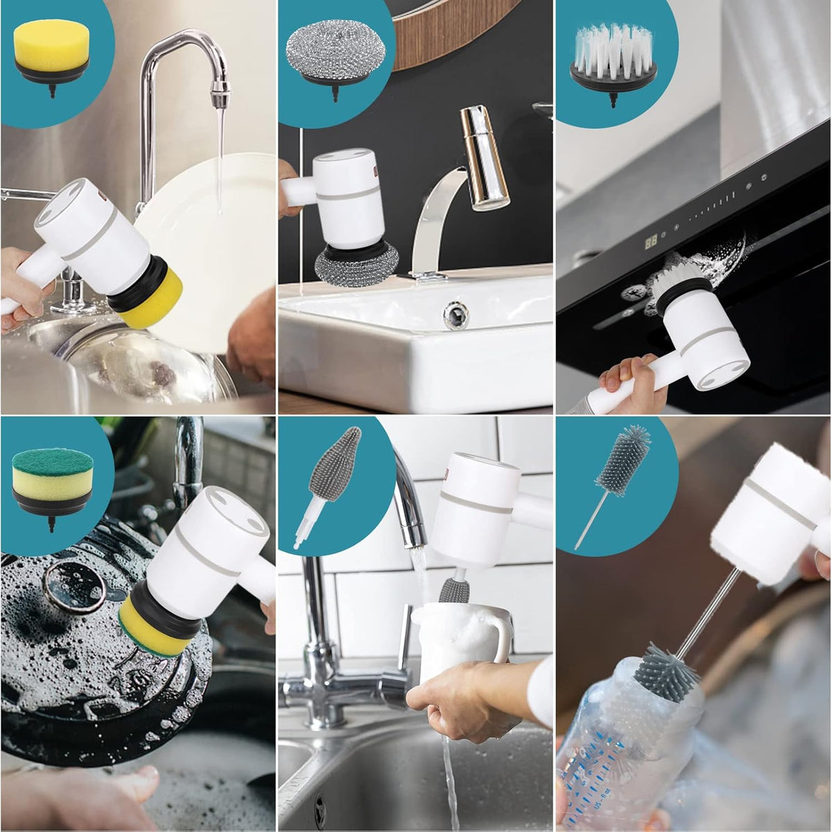 Brosse électrique sans fil - Batterie rechargeable, rotation à 360° - Desfino