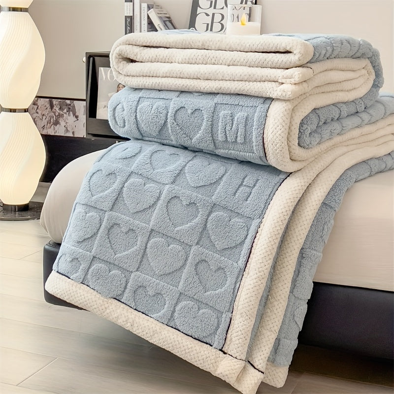 Κουβέρτα fleece SnugLoom — Σχέδιο με καρδιές και γράμματα διπλής όψης - Desfino