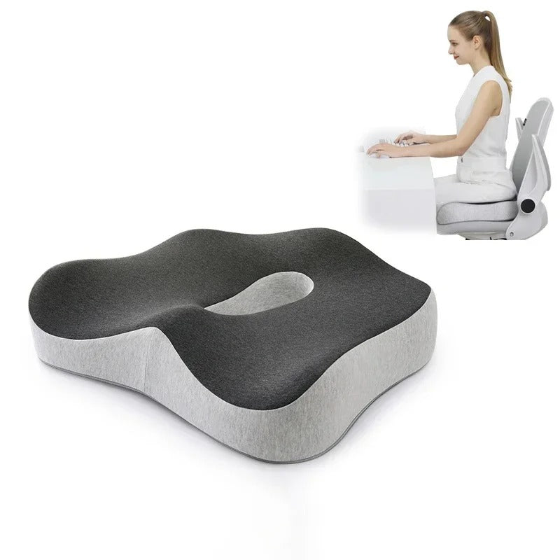 Cojín de asiento de espuma viscoelástica NovaLum — Soporte ergonómico lumbar y coccígeo - Desfino