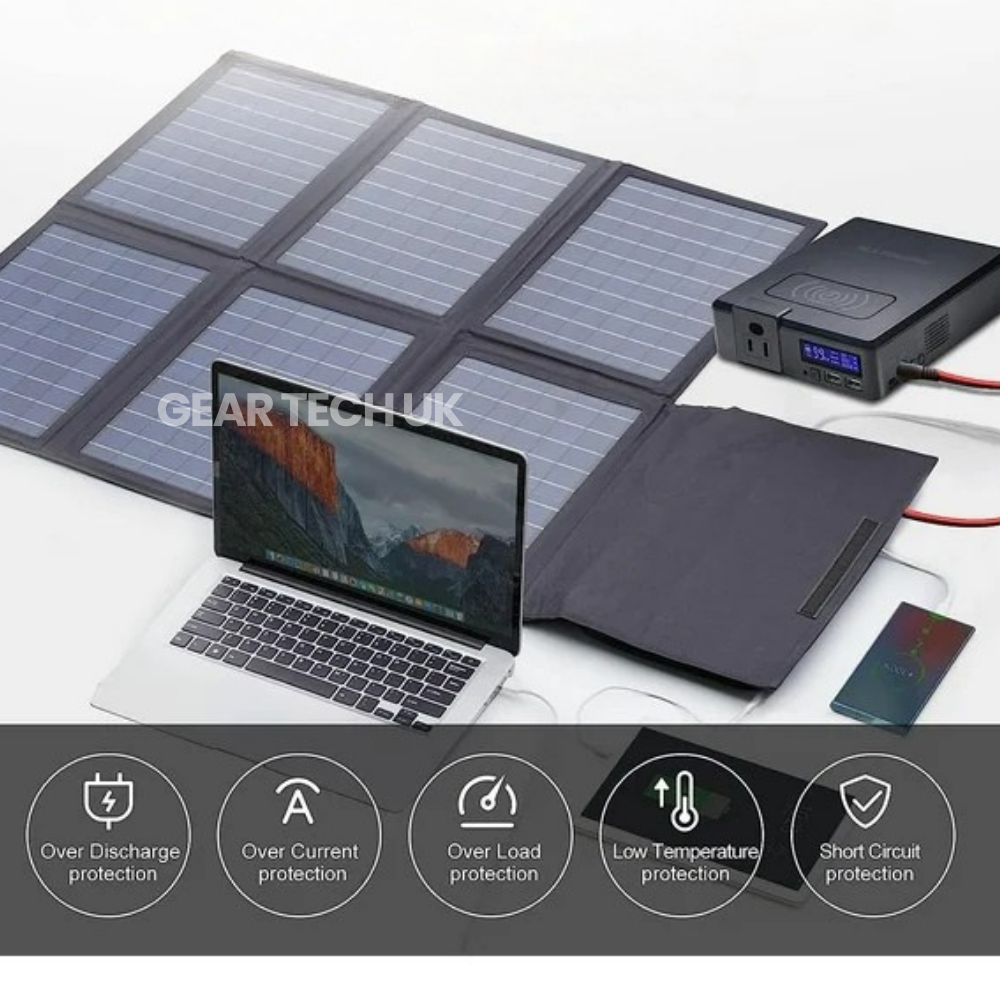 RoamVolt 200W solcelle-powerbank — kompakt og bærbar, 1.35 kg - Desfino