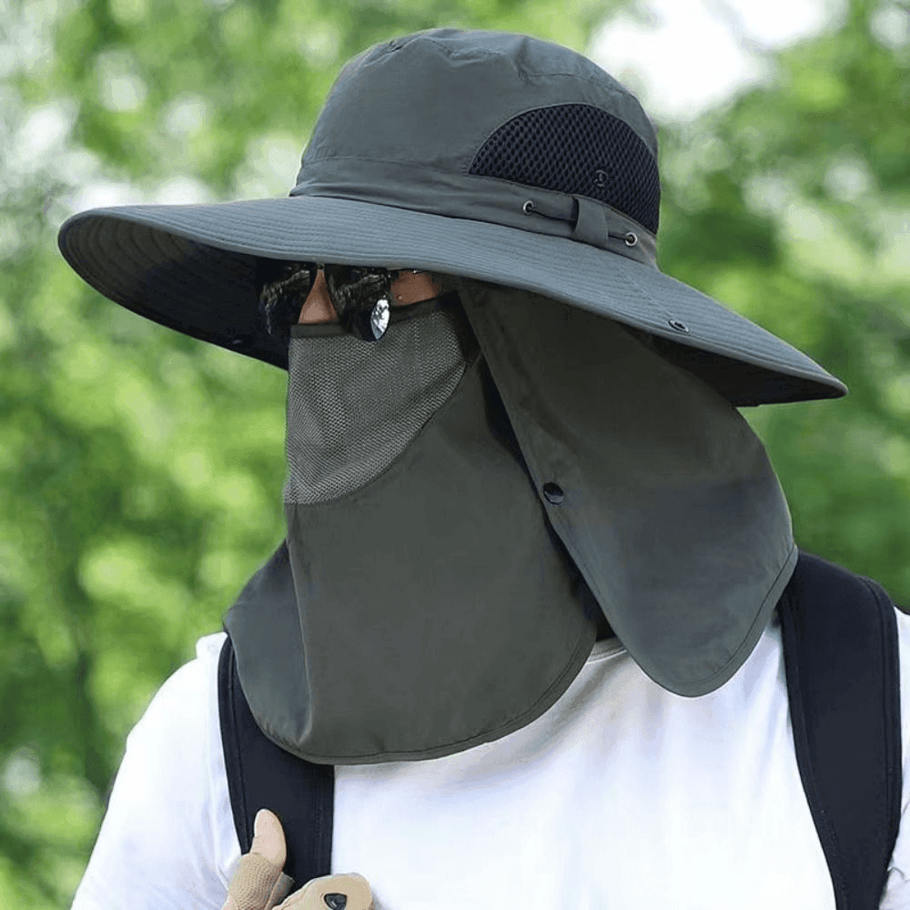 Sonnenhut mit breiter Krempe, 12 cm Krempenbreite - atmungsaktiver Sonnenschutz aus Mesh - Desfino