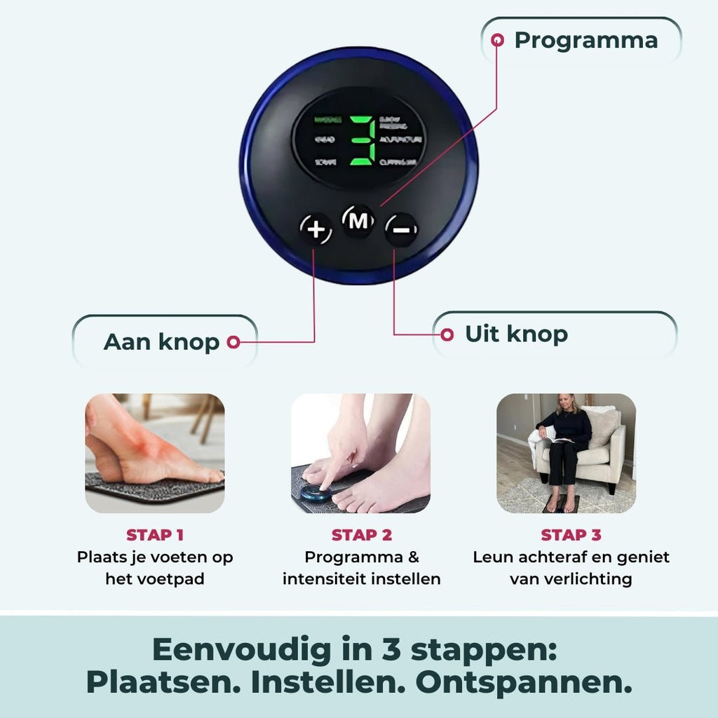 ReviPulse Foldable NMES Foot Massager — 15-Minute Electrical Therapy - Desfino