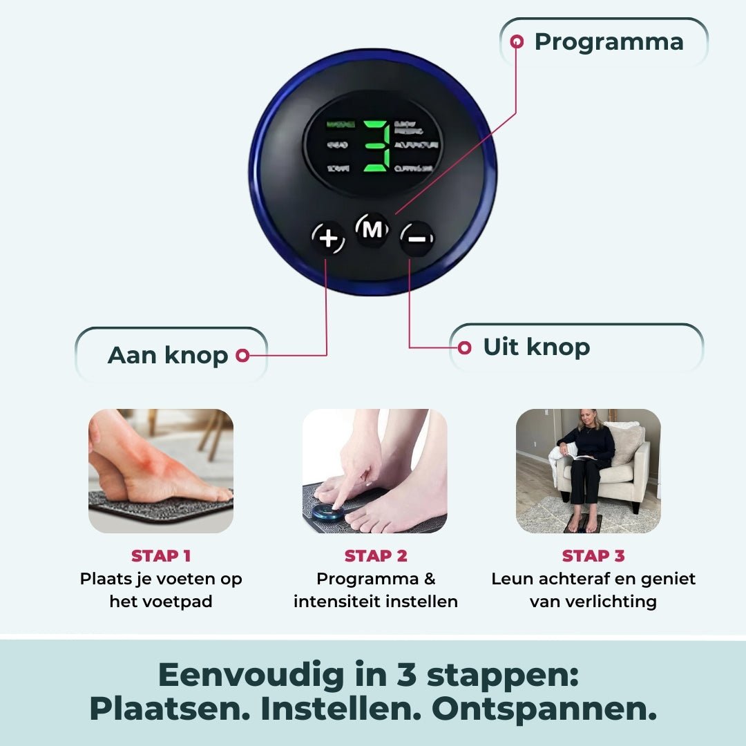 ReviPulse Foldable NMES Foot Massager — 15-Minute Electrical Therapy - Desfino