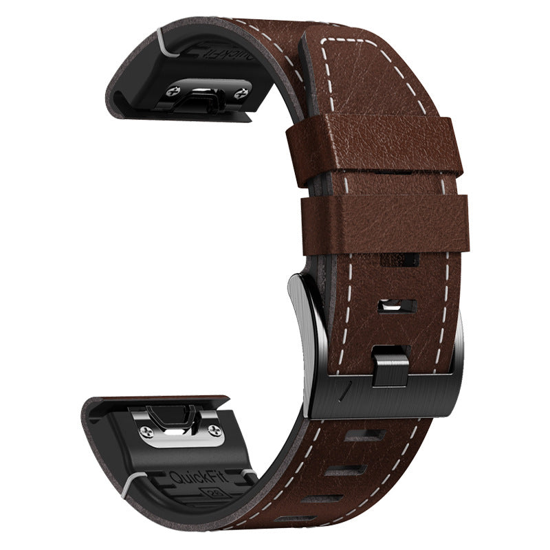 רצועת TPU ועור של Arion ל-Garmin Fenix 8, 7X, 6X Pro - Desfino