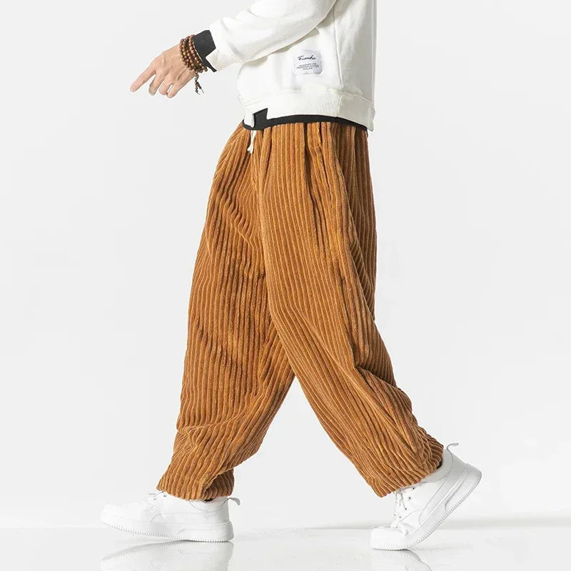 Pantalon large en velours côtelé Marlow — Pantalon jogger à cordon de serrage - Desfino