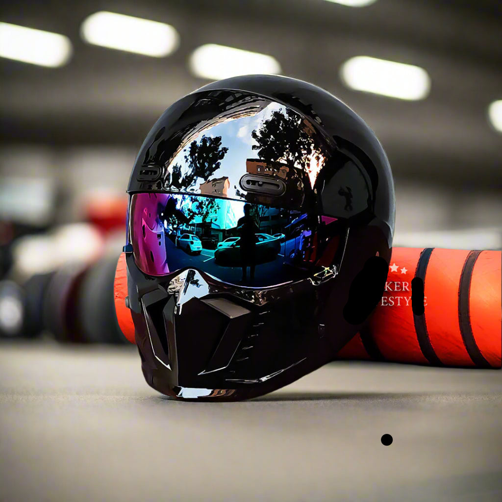 Capacete de motociclista retro tipo piloto DOT ECE — forro leve e confortável - Desfino