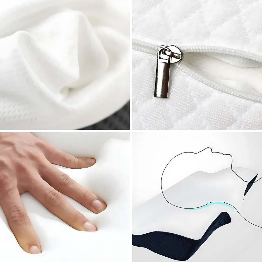 Almohada contorneada de espuma viscoelástica para soporte cervical NexaRest — alineación ergonómica - Desfino