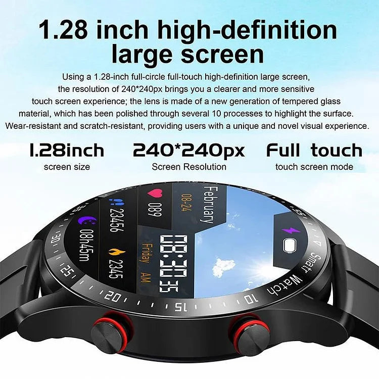 GlucoWave Pro — Noninvasive Glucose Smartwatch, 1.45-Inch Display - Desfino