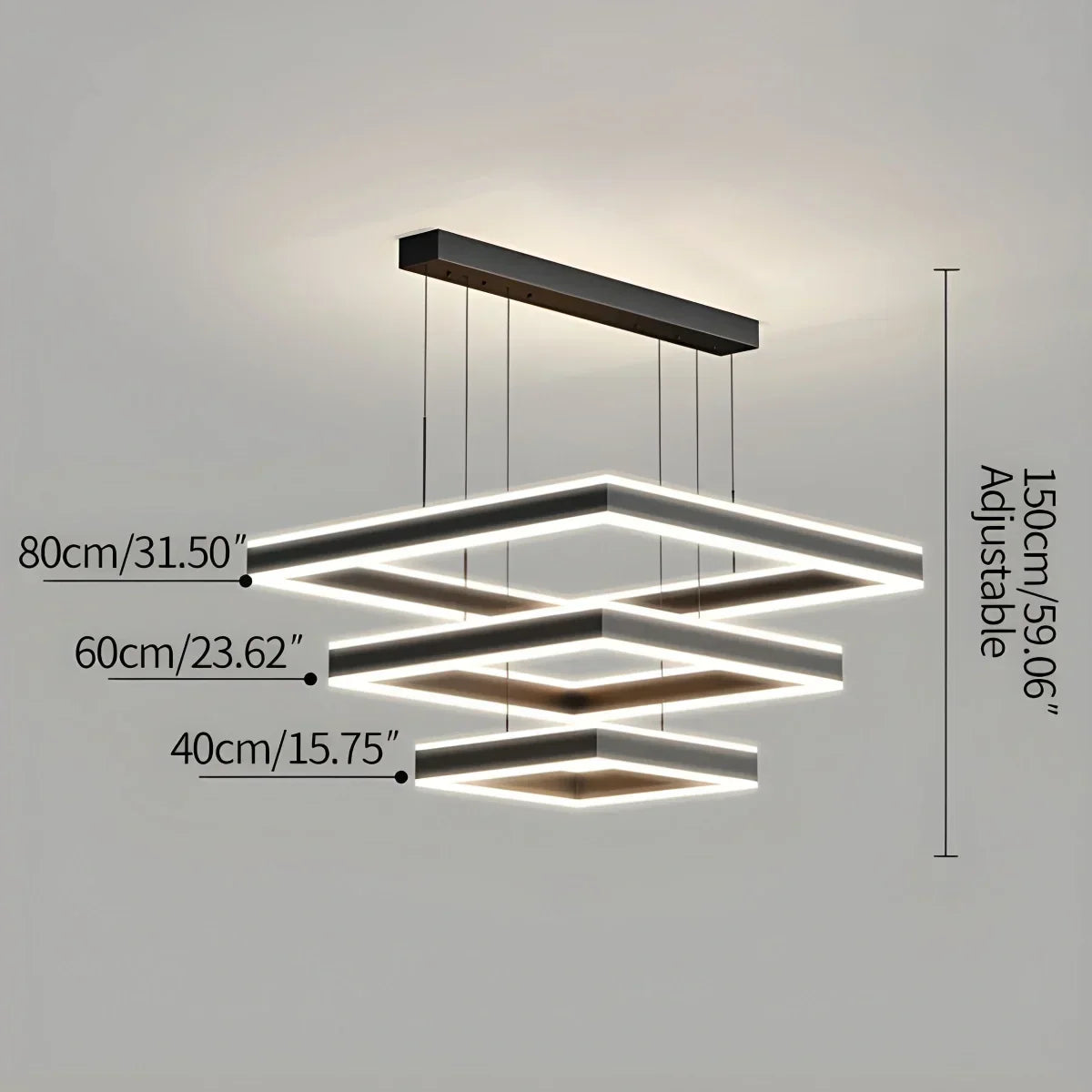 Tiered Black Square Pendant Lamp for Living Room | Desfino