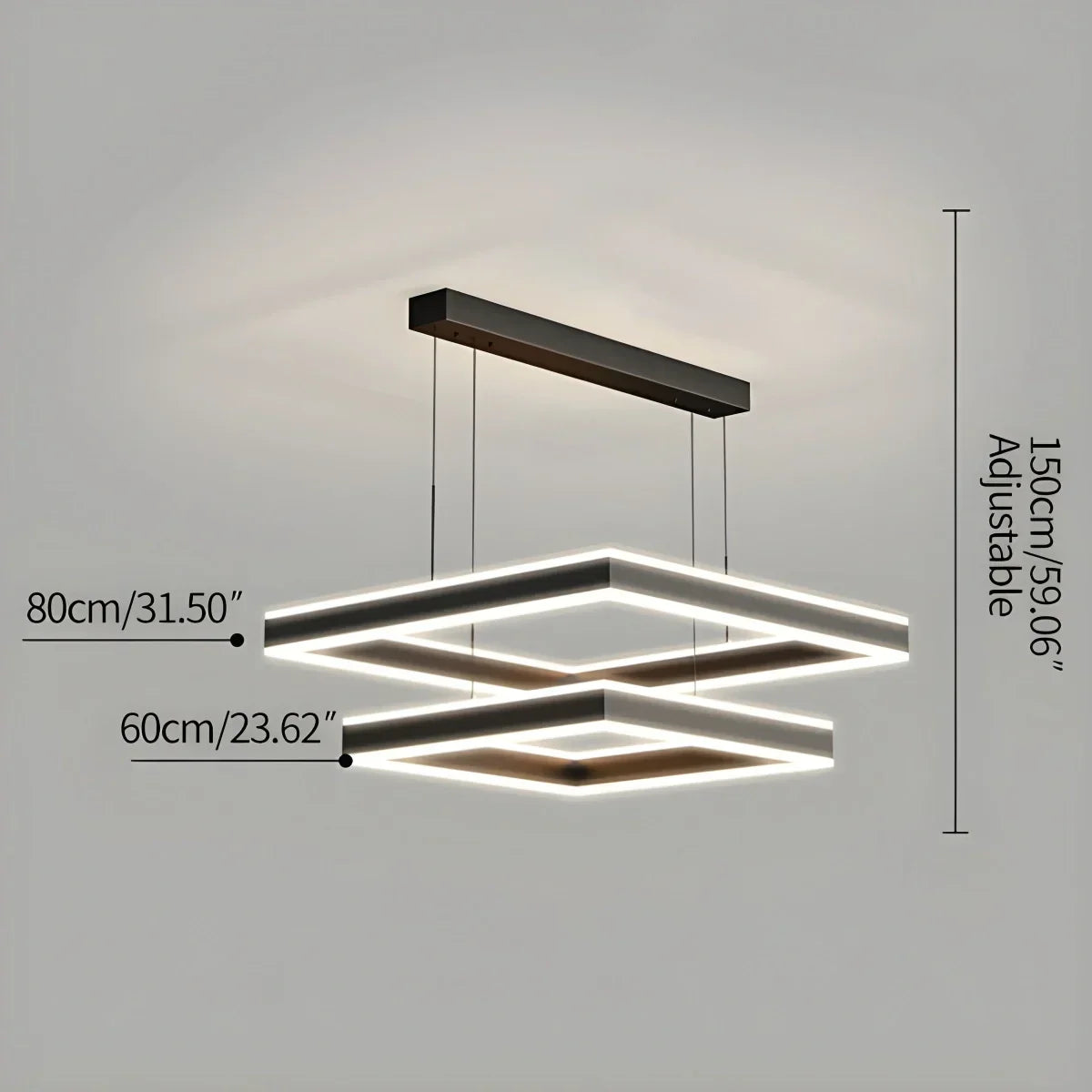 Tiered Black Square Pendant Lamp for Living Room | Desfino