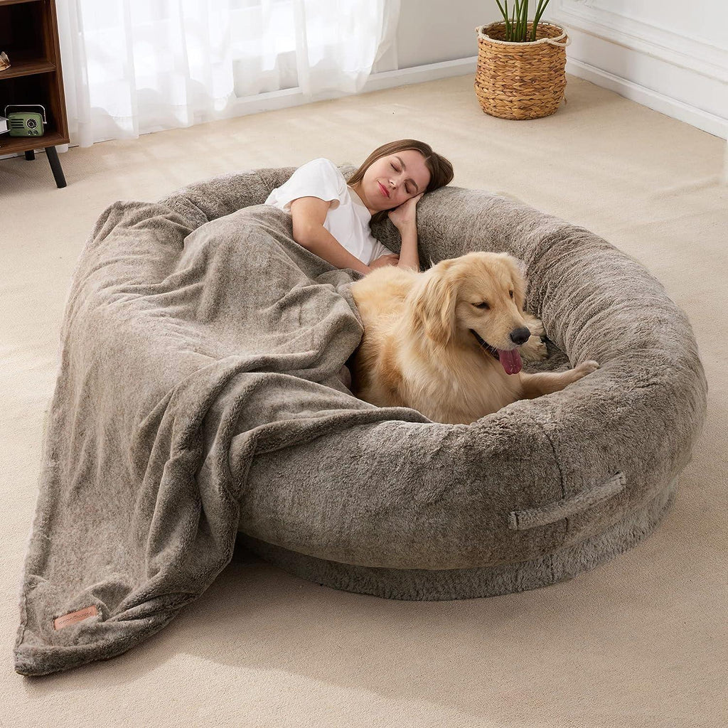 PawMingle Duo Lounge Bed — Shared Dog and Human Snuggle Bed - Desfino