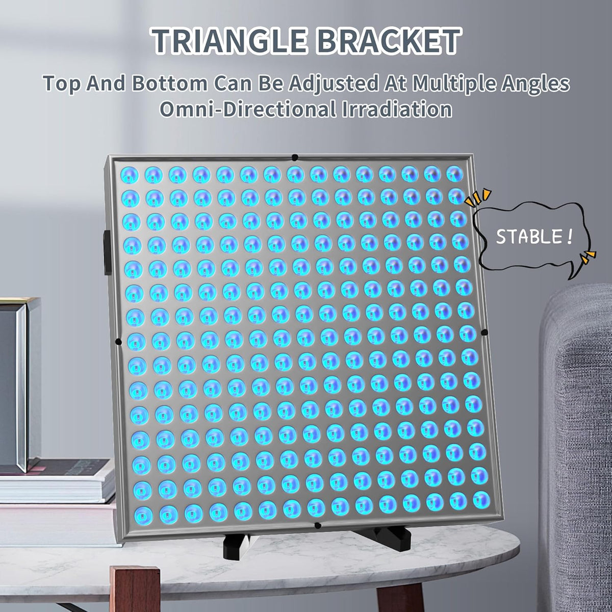 Lampada abbronzante UVA/UVB da 45W — 225 perle LED, supporto triangolare regolabile e gancio - Desfino