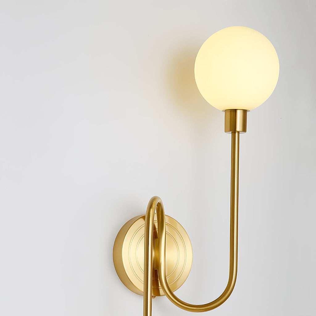 Holten Brass Armed Sconce — Two White Glass Globes