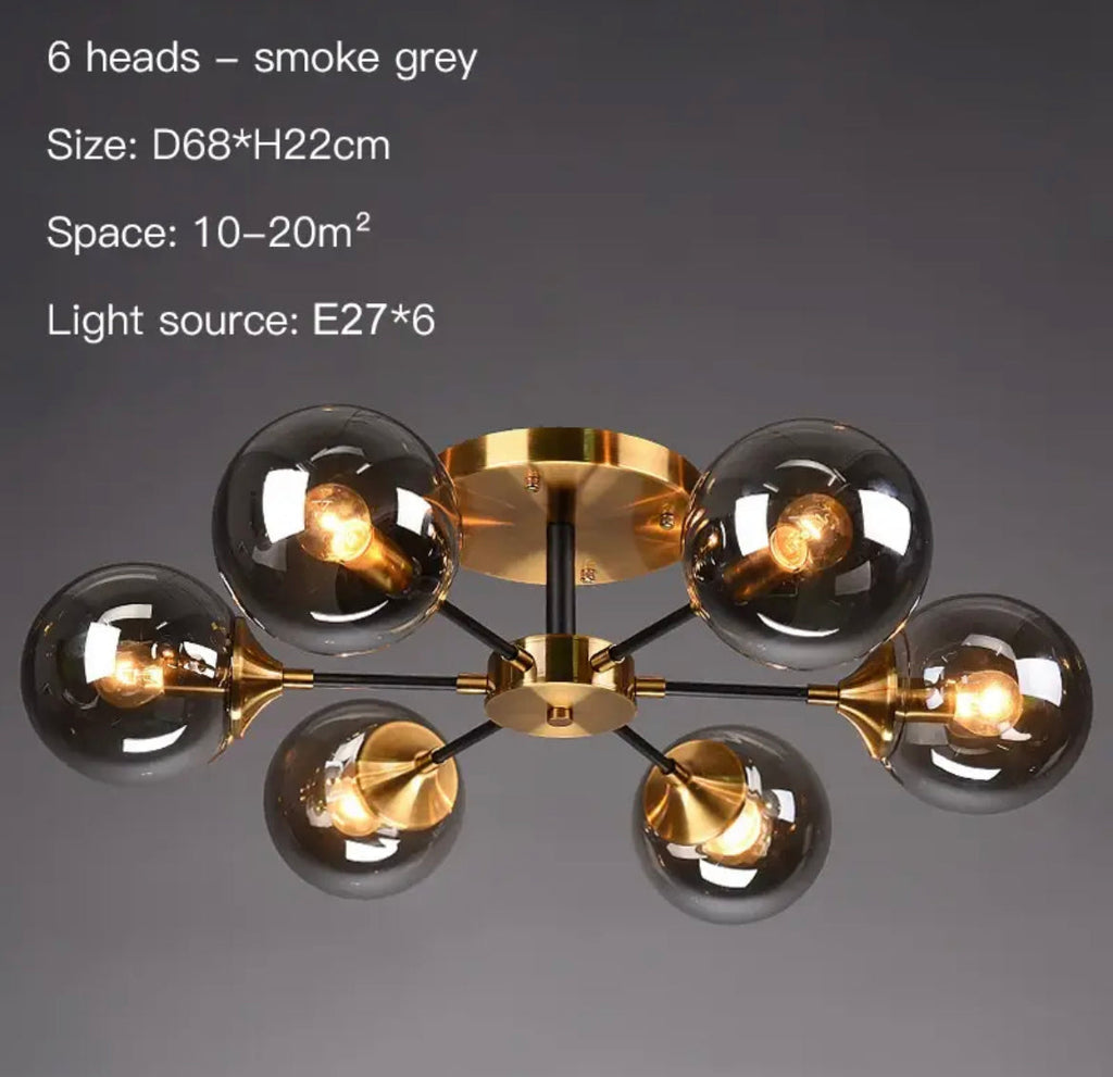 8-Light Glass Globe Chandelier in Jade