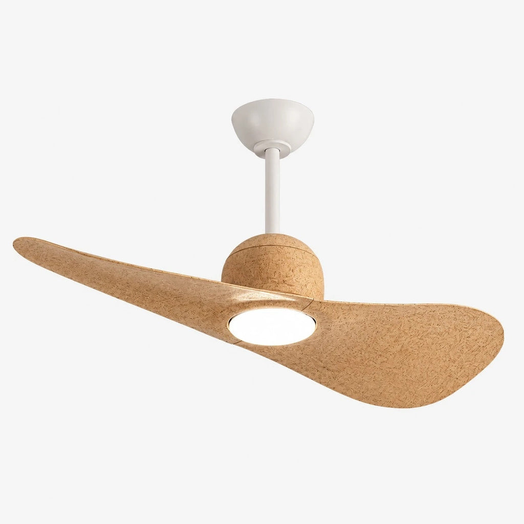 Deckenventilator mit hutähnlicher Leuchte und zwei Flügeln, integrierter LED-Diffusor