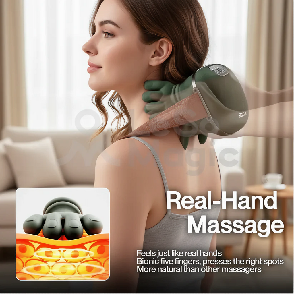 Massageador de pescoço com amassamento e aquecimento — Alívio profundo em minutos | Desfino