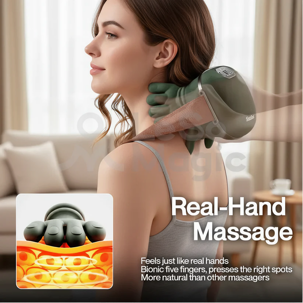 Massageador de pescoço com amassamento e aquecimento — Alívio profundo em minutos | Desfino