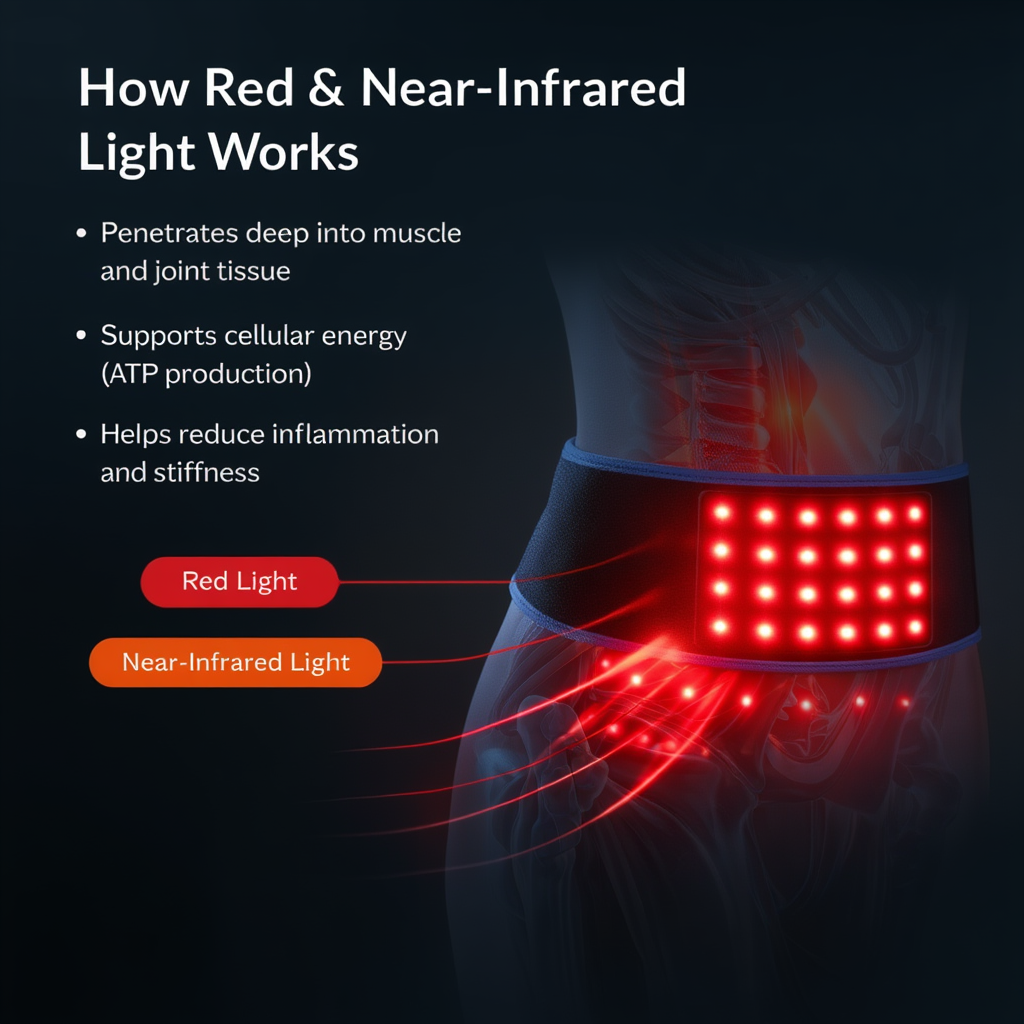 Centură fără fir pentru terapia cu lumină roșie — 126 de LED-uri, 660nm și 850nm - Desfino