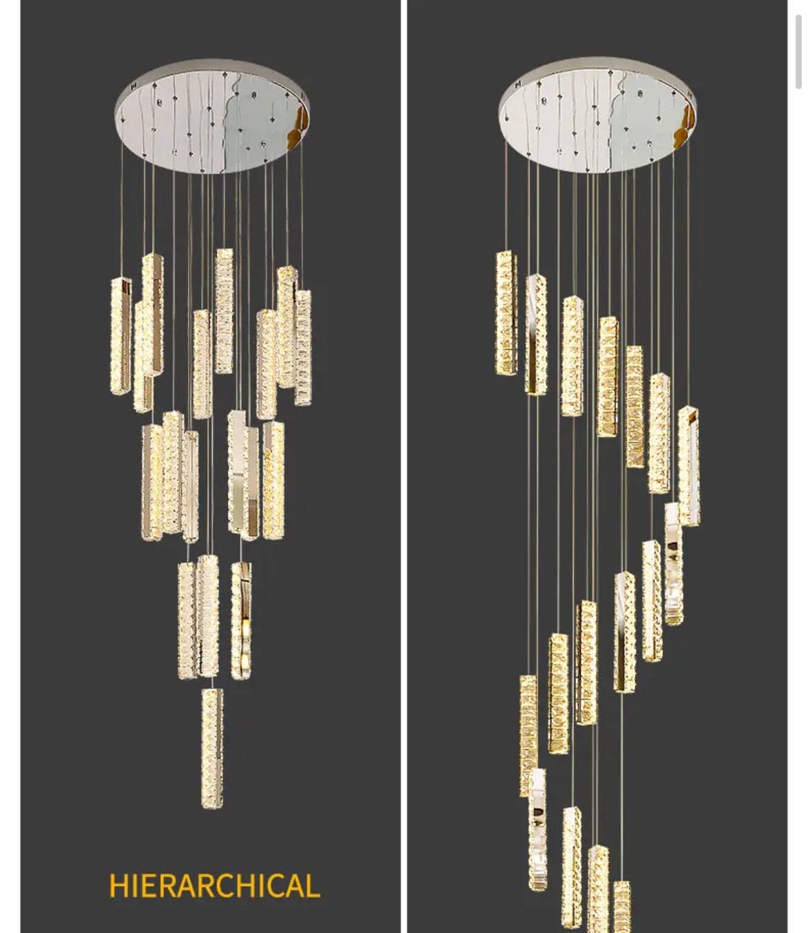 Orabella Modern LED Crystal Chandelier — Elongated Faceted Accents - Desfino