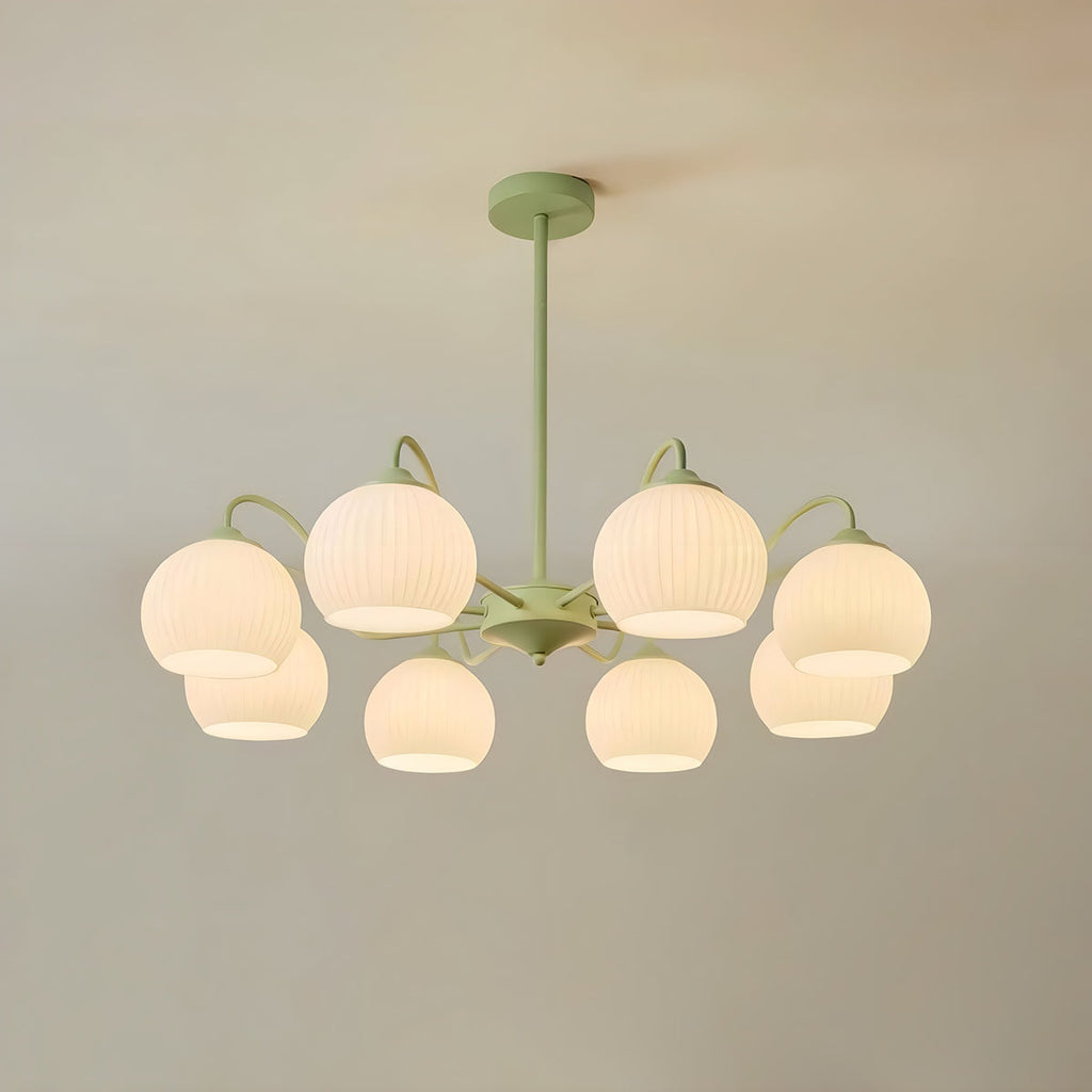 Ribbed Glass Matcha Chandelier | Desfino