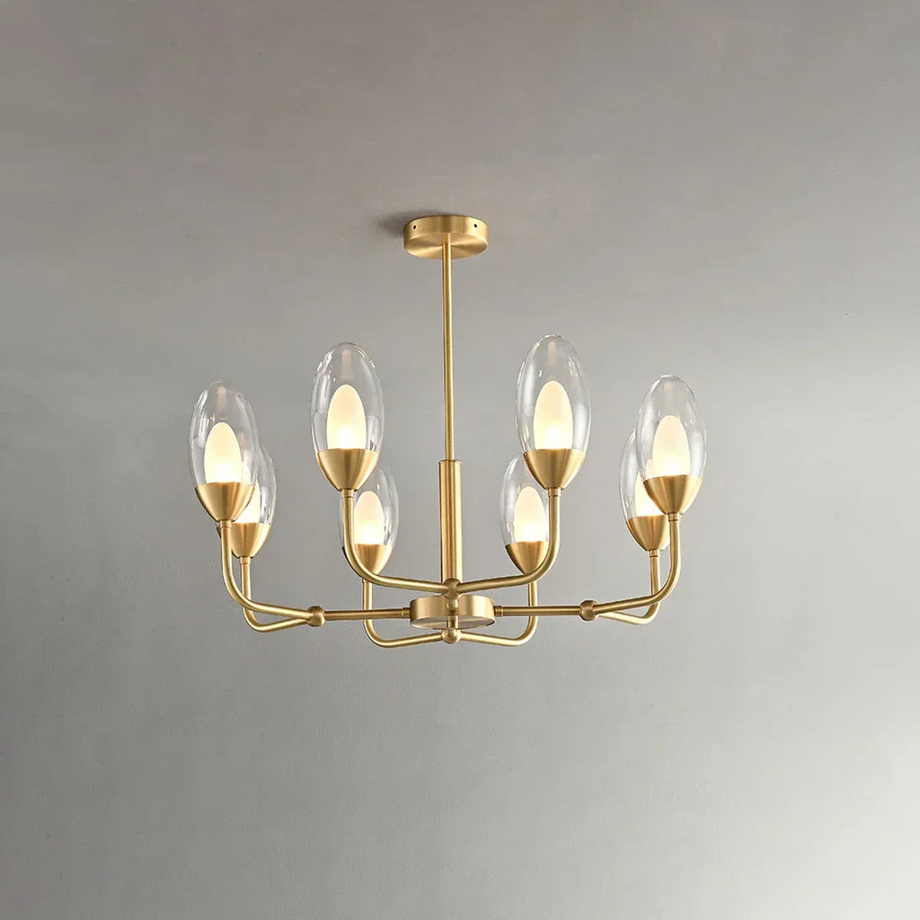 Eleganter Kronleuchter aus Kupfer und transparentem Glas | Desfino