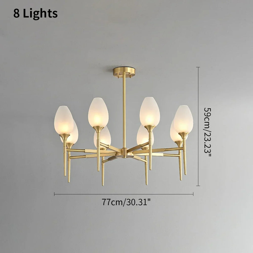 American All-Copper Bud Glass Chandelier | Desfino
