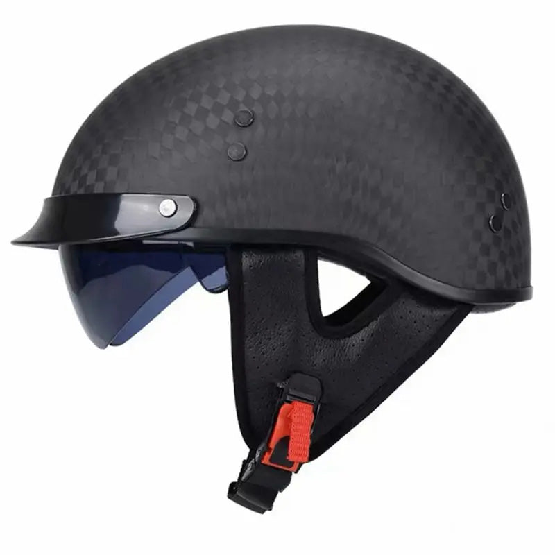 Retro kask typu half-face z włókna węglowego — lekki, zatwierdzony DOT ECE - Desfino