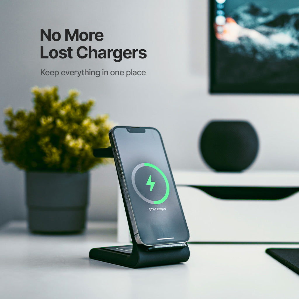 NexaDock 3-in-1 Fast Wireless Charger for Phone, Watch & Earbuds | Desfino
