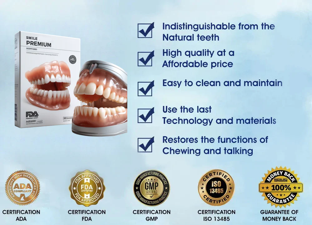LumaDent Custom Full Dentures — Ivory & White, Personalized Fit - Desfino