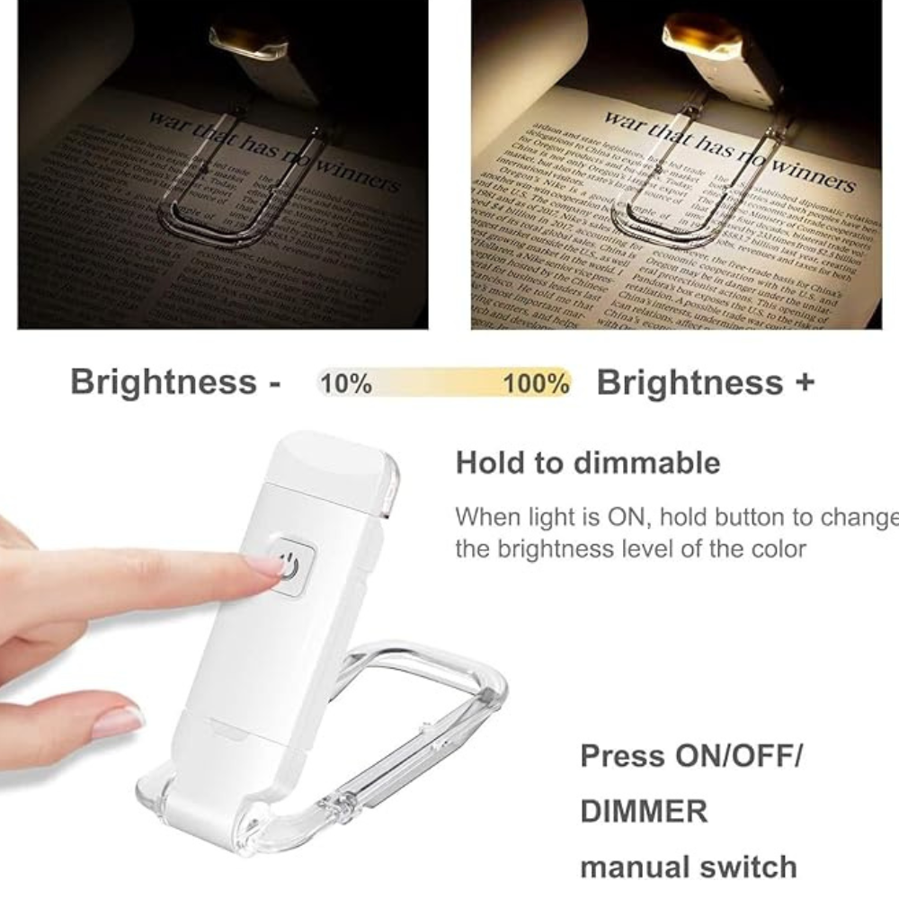 LumaLeaf per USB aufladbare LED-Buchleuchte mit Clip, verstellbar - Desfino
