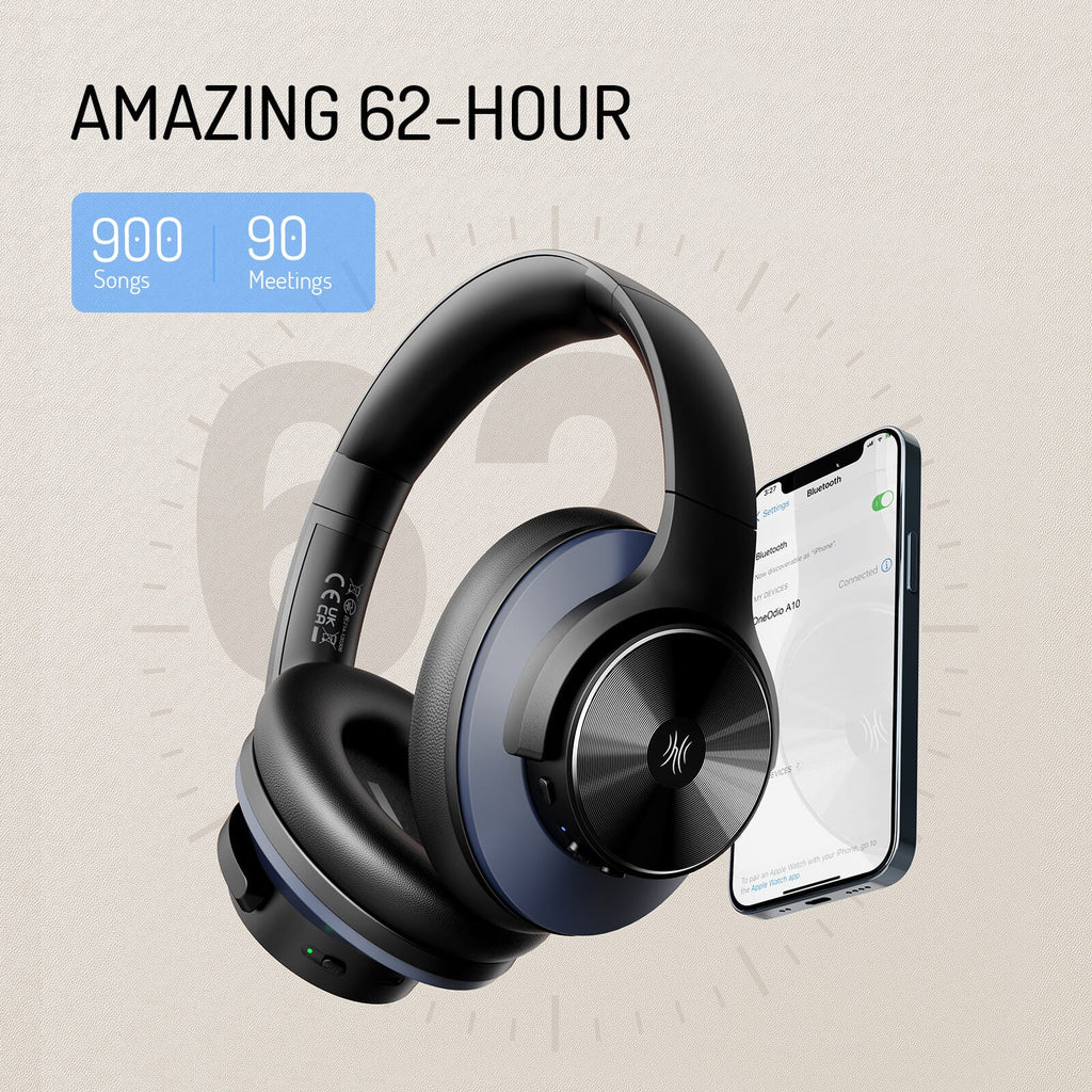 Cuffie wireless circumaurali ANC Kirrea — Bluetooth 5.0, microfono integrato - Desfino