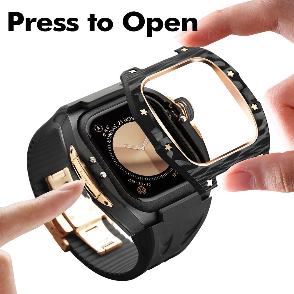 AuroraCarbon S10-retrofitkit voor Apple Watch met titaniumaccenten - Desfino