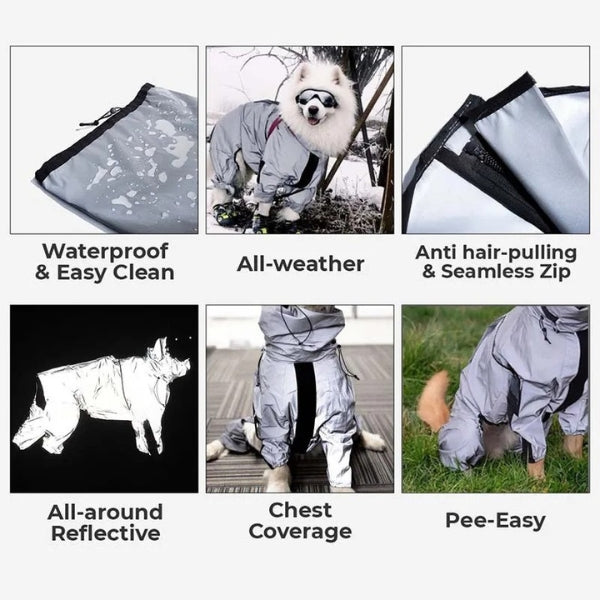 BarkDry Waterproof Dog Raincoat — Reflective Full-Leg Design