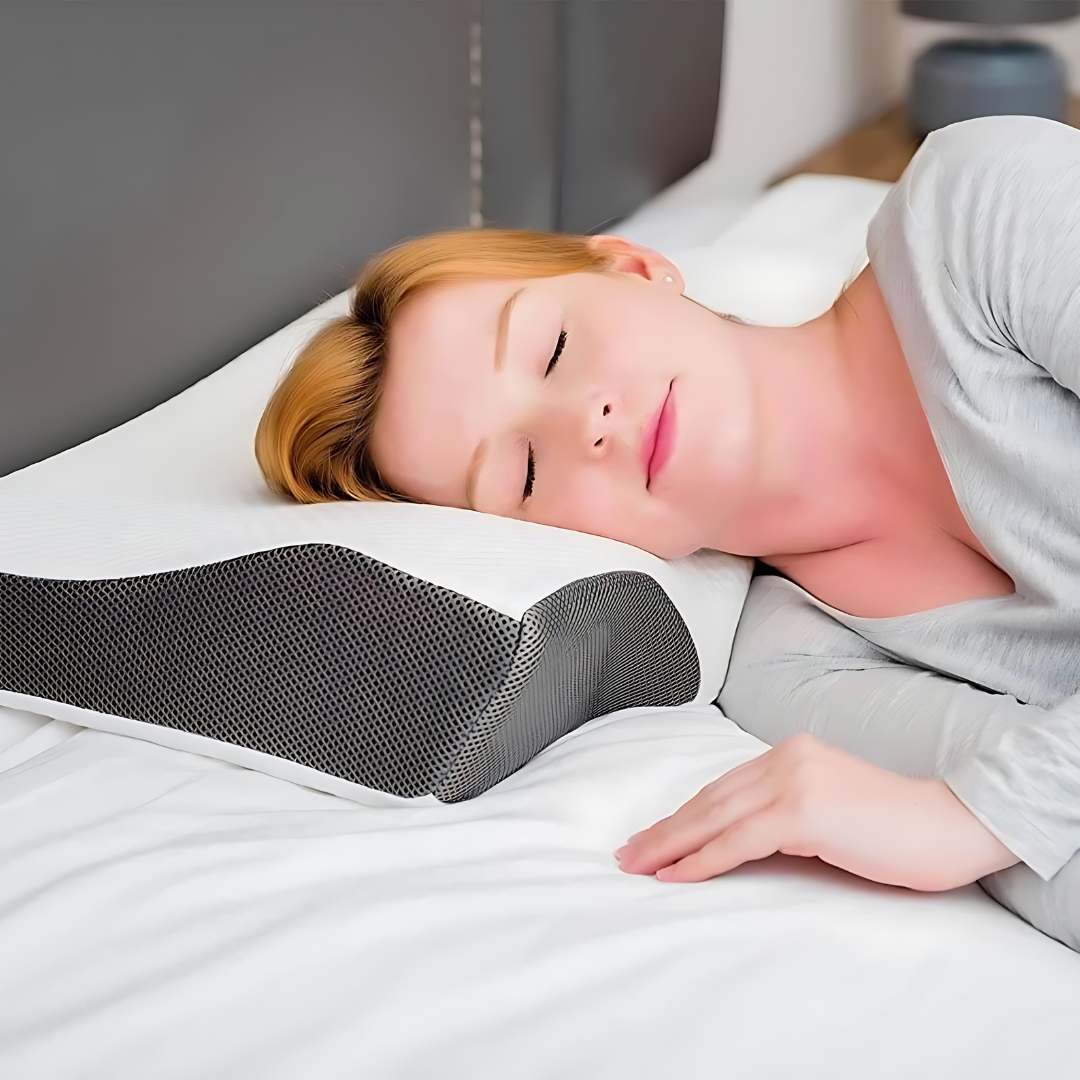 Almohada contorneada de espuma viscoelástica para soporte cervical NexaRest — alineación ergonómica - Desfino